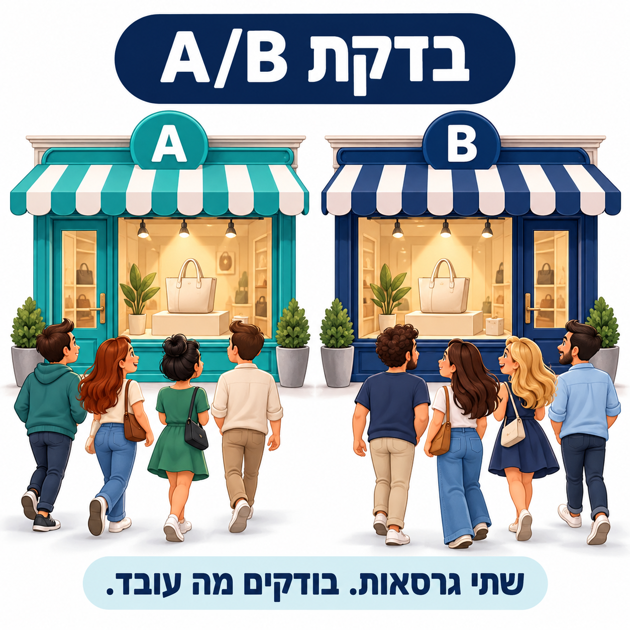 בדיקת A/B באמצעות השוואת שתי גרסאות של חלון ראווה