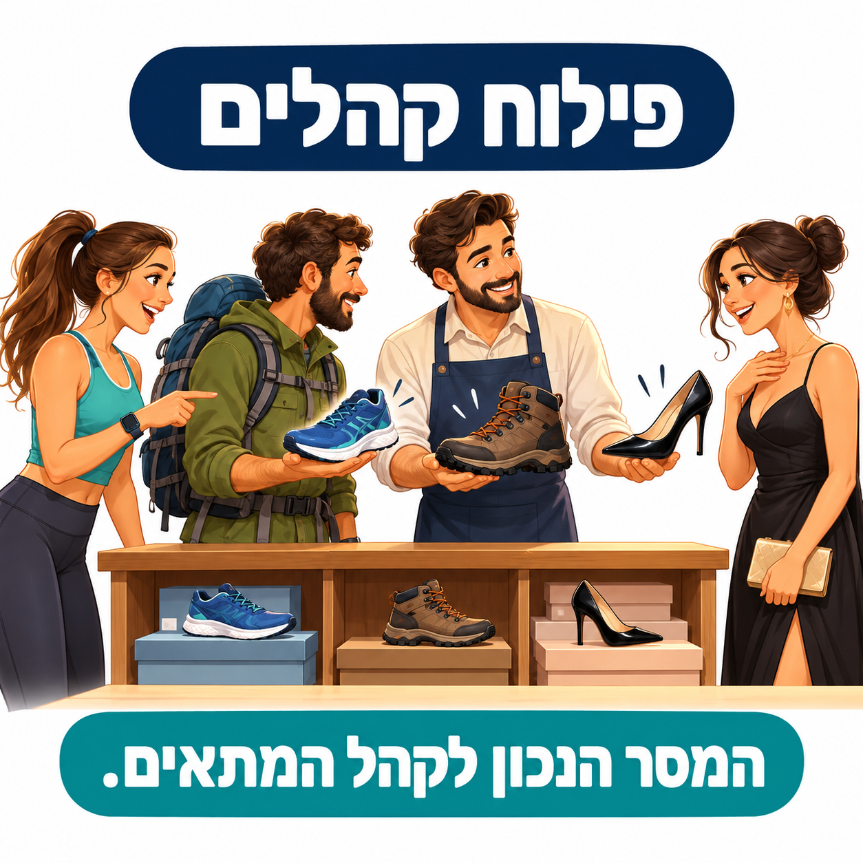 פילוח קהלים באמצעות התאמת נעלי ספורט, נעלי טיולים ונעליים לאירוע לצרכים שונים