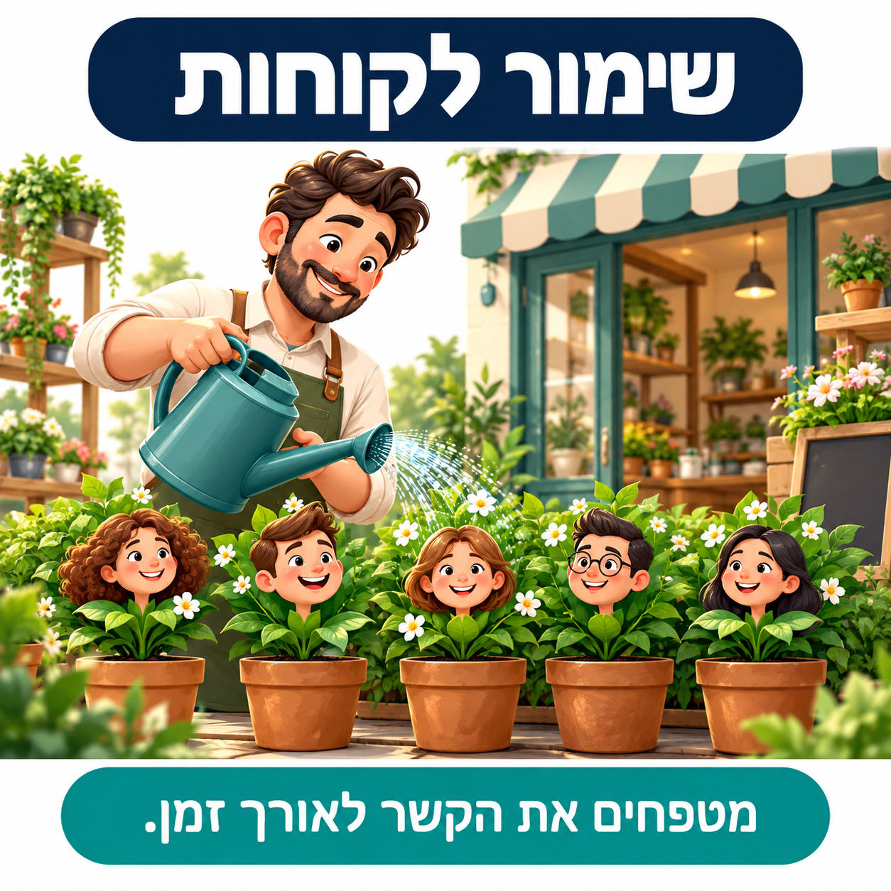 שימור לקוחות בהמחשה של השקיית גינה וטיפוח הקשר עם לקוחות קיימים